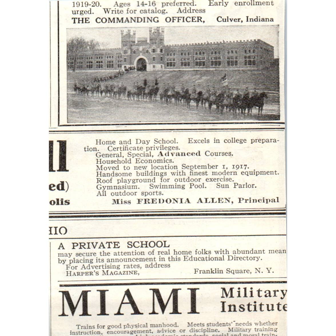 c1920 Harper's Magazine Ad - St. John's Military Academy Waukesha WI EA3