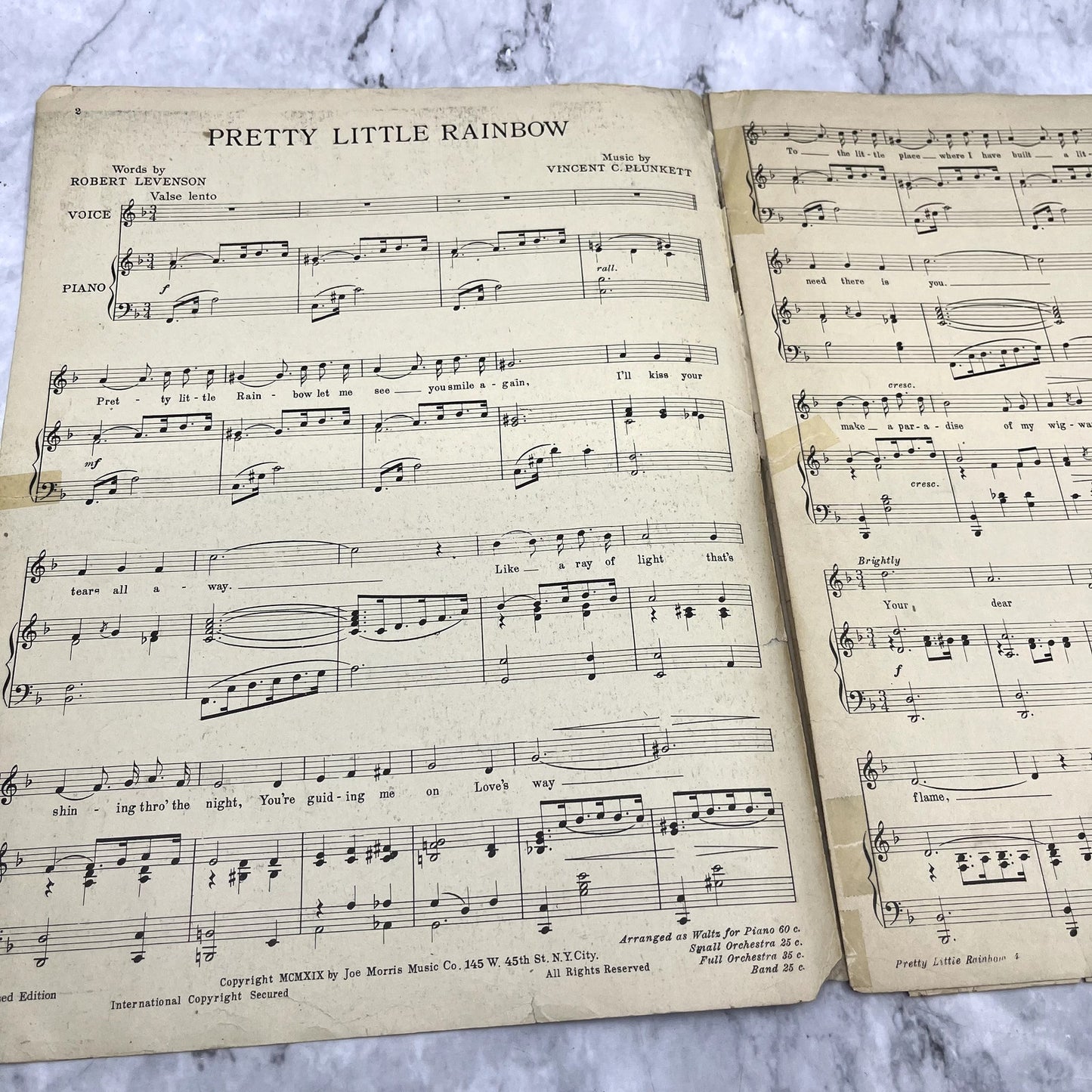 Pretty Little Rainbow an Indian Love Song Plunkett 1919 Sheet Music V37-5