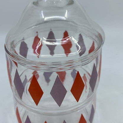 1950s MCM Anchor Hocking Glass Argyle Diamond 2-Tier Candy Dish TI1