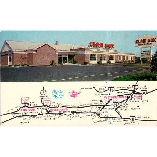 Clam Box Restaurant Wethersfield CT Nussbaum AAA Original Postcard P2-7