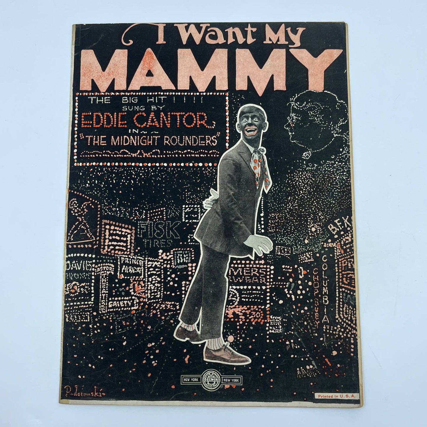 I Want My Mammy "The Midnight Rounders" Sheet Music Eddie Cantor FL4