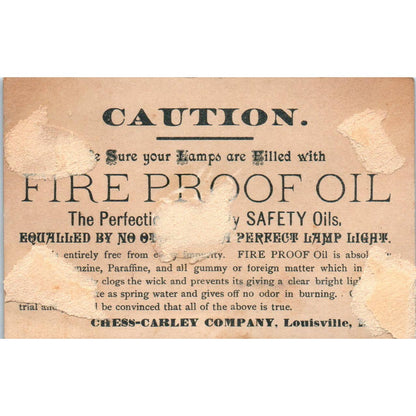 1880s Victorian Trade Card Fire Proof Oil Easter Basket Chess-Carley Co KY SF2