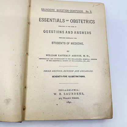 1891 Essentials of Obstetrics Saunders' Question-Compends, No. 5 TF3