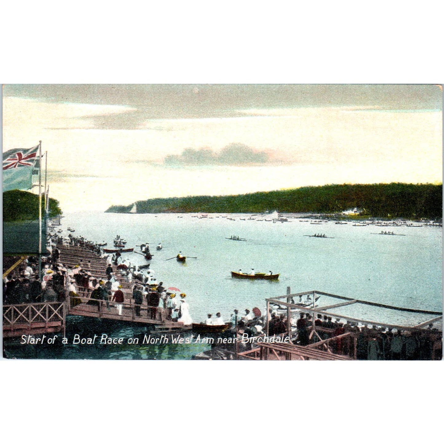 Start of Boat Race North West Arm Birchdale - Original Postcard TJ7-RP3