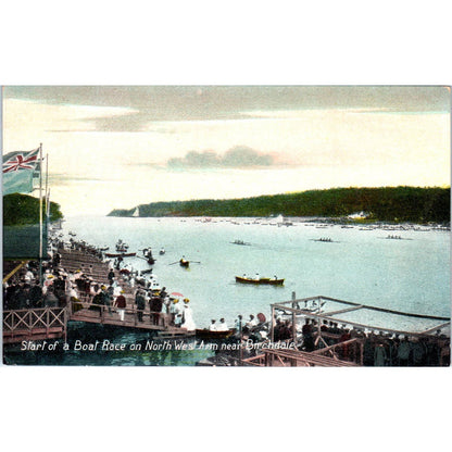 Start of Boat Race North West Arm Birchdale - Original Postcard TJ7-RP3