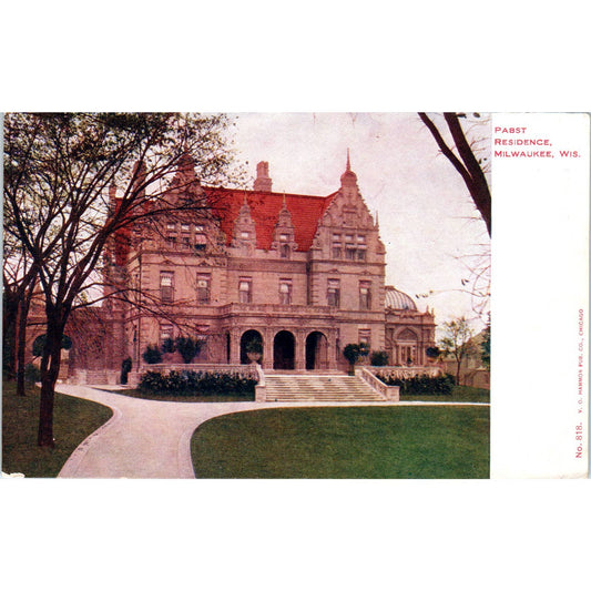 Pabst Residence Milwaukee WI c1905 Original Postcard TJ9-P3