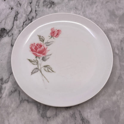 MCM Sun-Valley Melmac Dessert Plate White w/ Roses 6" Malamine TJ5