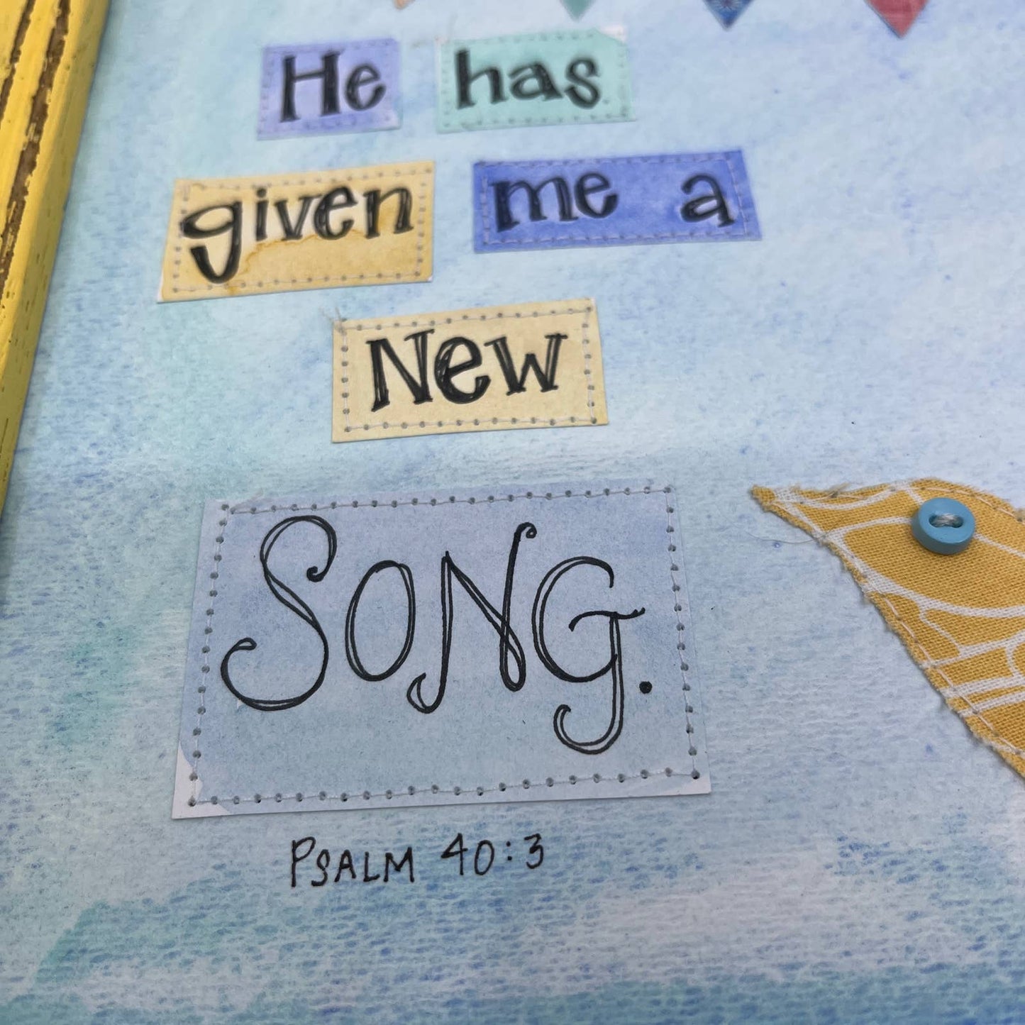 Original Mixed Media Wall Art Psalm 40:3 Bird Elisabeth Forman 10.5 x 12.5" TI4