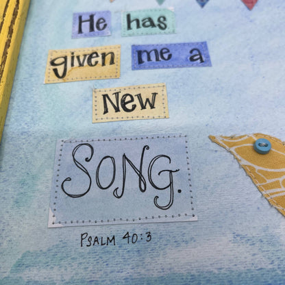 Original Mixed Media Wall Art Psalm 40:3 Bird Elisabeth Forman 10.5 x 12.5" TI4