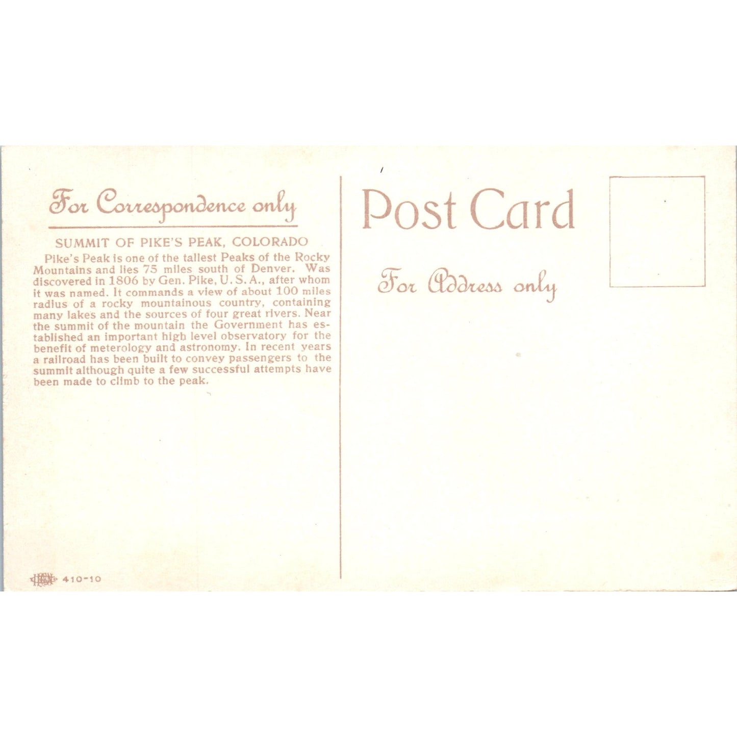 c1910 Summit of Pikes Peak at Night Colorado Original Postcard P1-11