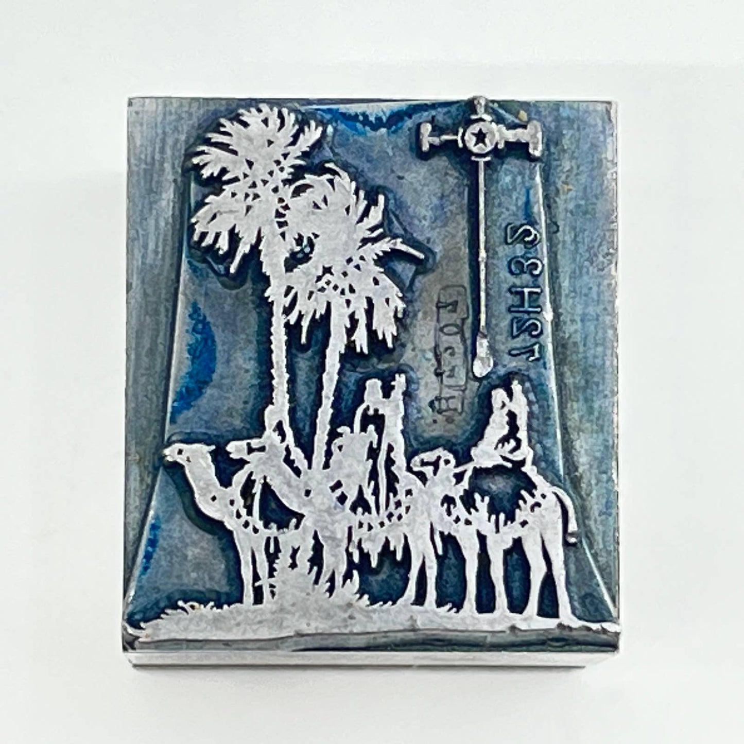 1920s Shriner Camel Palm Tree Cross Masonic Stamp Typeset Print Block 1” SC7-35