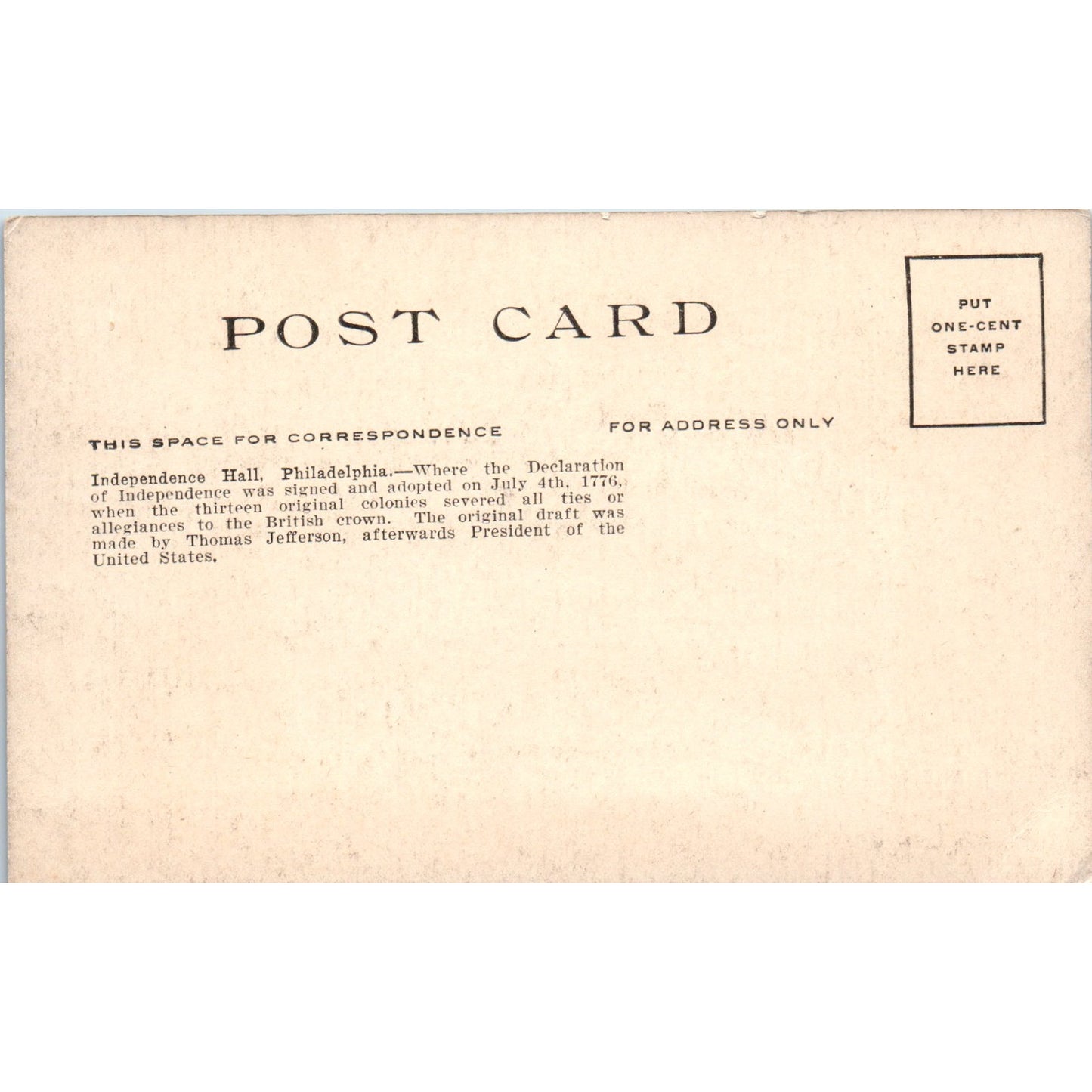 Independence Hall Philadelphia c1910 Original Postcard P1-13
