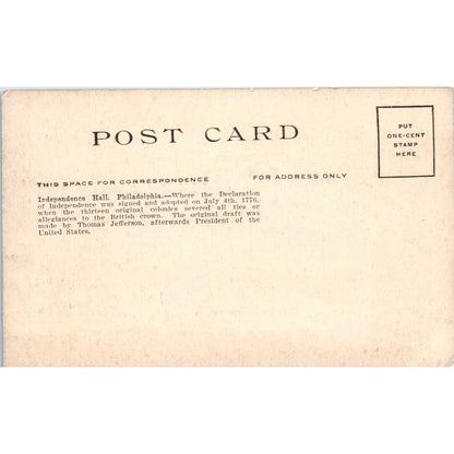 Independence Hall Philadelphia c1910 Original Postcard P1-13