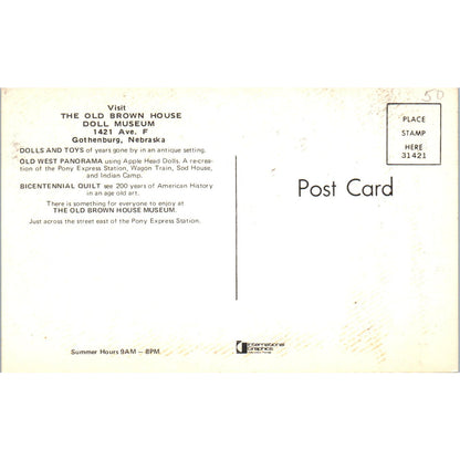 The Old Brown House Doll Museum Gothenburg Nebraska Original Postcard PB9