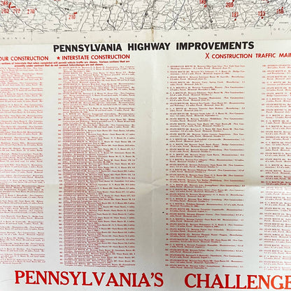 1968 Pennsylvania Construction Map Bulletin Highway Dept. Harrisburg 31x23 D7