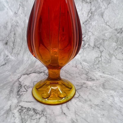 Large Viking Swung Glass Swung Orange and Red AMBERINA Vase 21 1/2” TD1