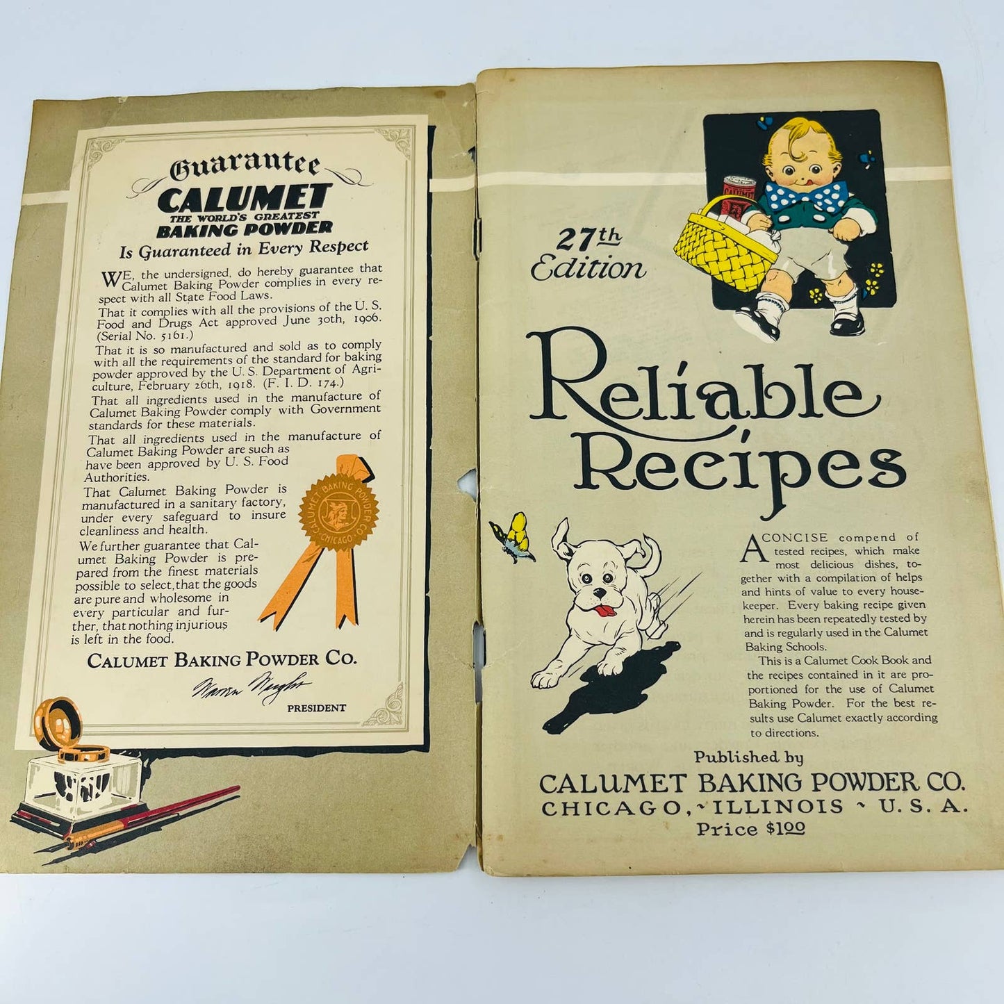 1922 Calumet Baking Powder Cookbook - The Key to Better Baking 27th Edition BA3