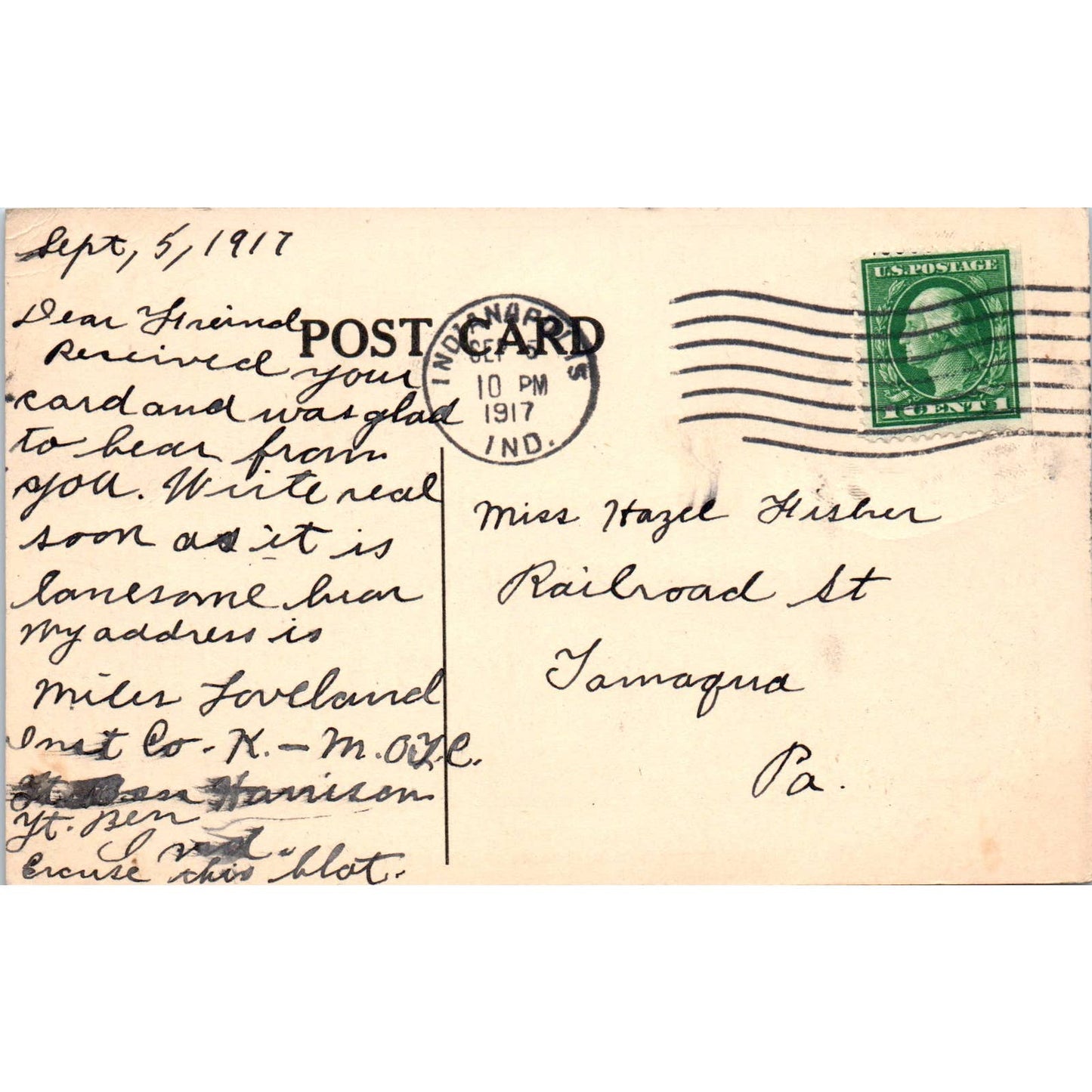 Dress Parade Ft Benjamin Harrison 1917 - Original RPPC Postcard TJ7-RP1