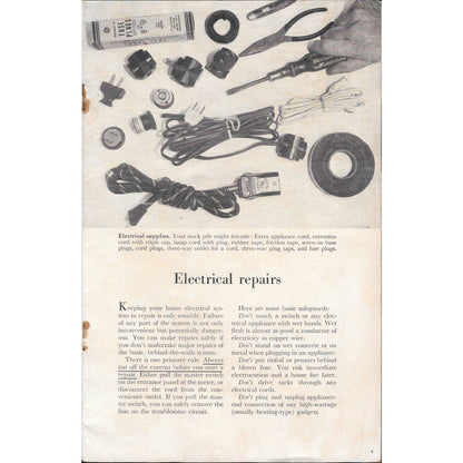 Handyman's Book Tips Home Electrical Repair 1951 TJ7