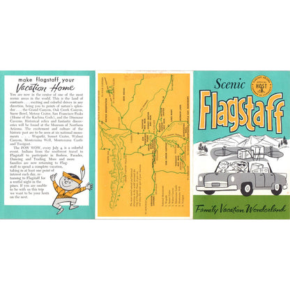 1950s Flagstaff Arizona Tourist Vacation Travel Fold Out Brochure and Map SE5