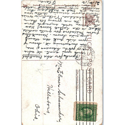 Valentine's Poem Leatherette Raphael Tuck Original Postcard TK1-P18