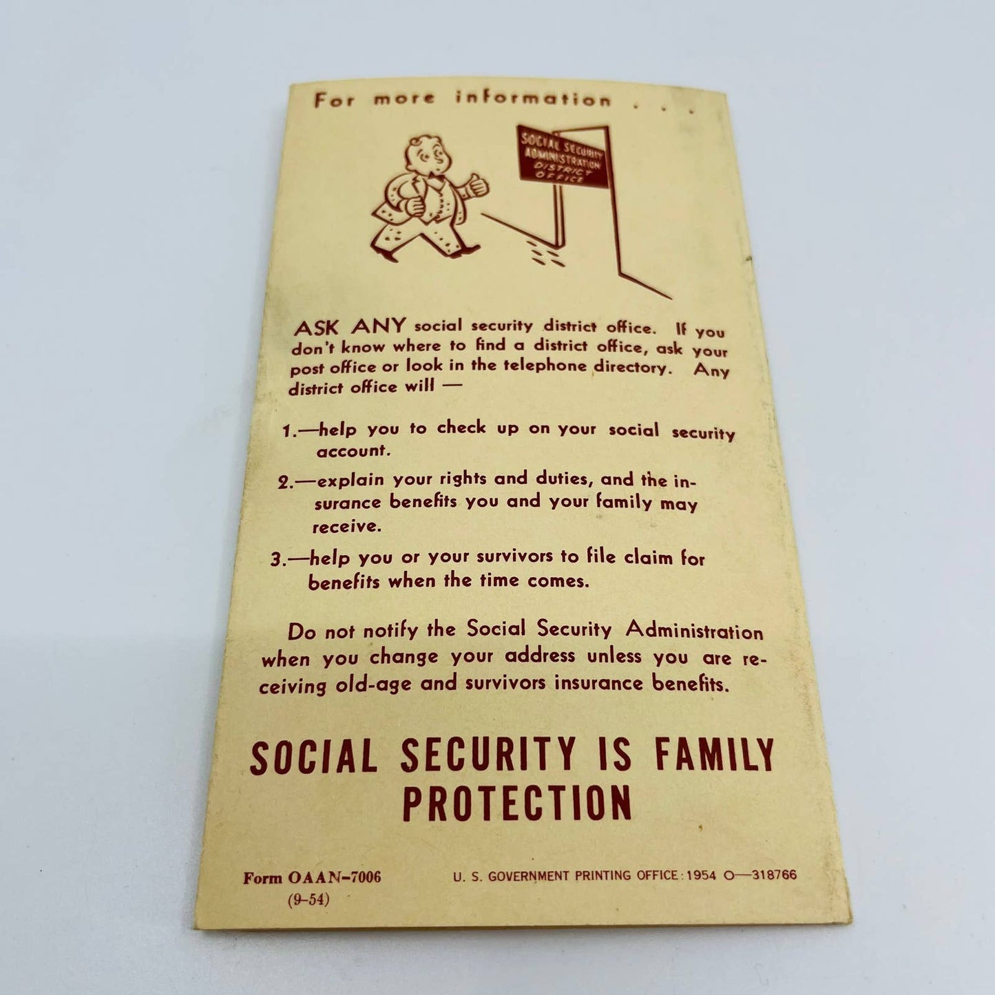 1954 Social Security Account Card Illustrated Brochure Bulletin Instructions C9