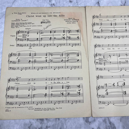 Christ Went Up Into The Hills Katherine Adams Hageman Sheet Music 1924 TH5