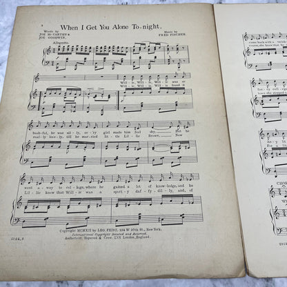 When I Get You Alone Tonight Sheet Music 1912 McCarthy Goodwin Fred Fischer V41-2