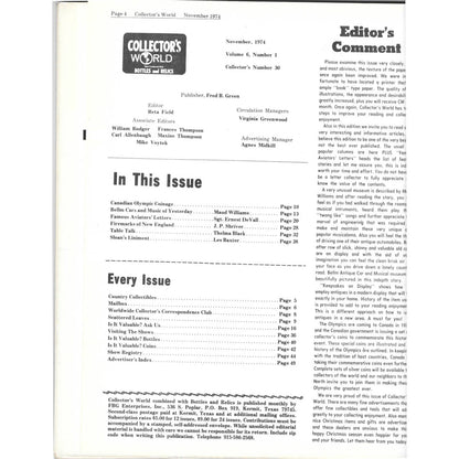 Long John Latham's Collector's World Bottles and Relics Magazine Nov 1974 M5