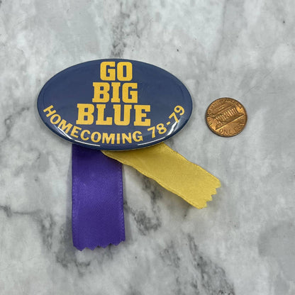 1978-79 Hermantown Hawks Homecoming Football Pinback Button Go Big Blue SF1