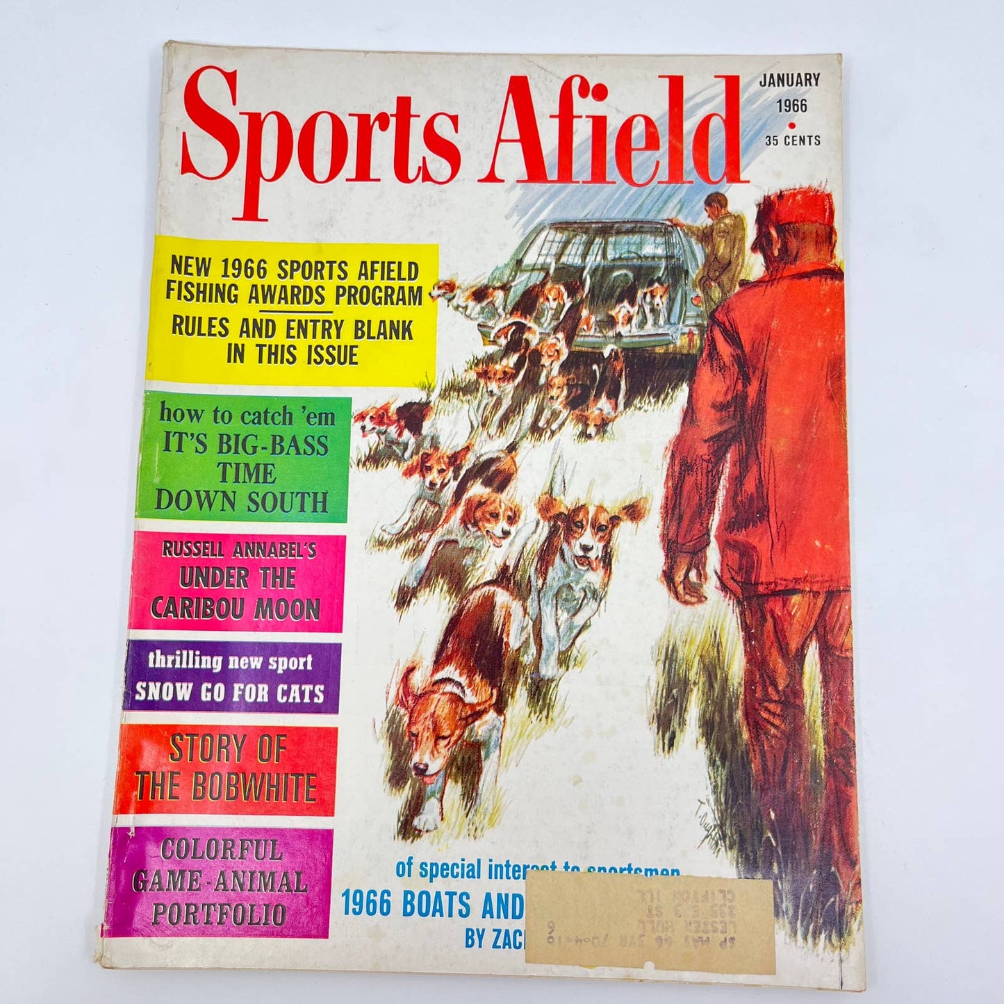 1966 Jan Sports Afield Magazine Caribou Bobwhite Bass Fishing Boats TE8