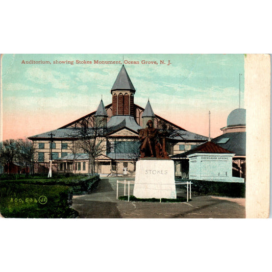 Auditorium Stokes Monument Ocean Grove NJ c1910 Original Postcard P3-3