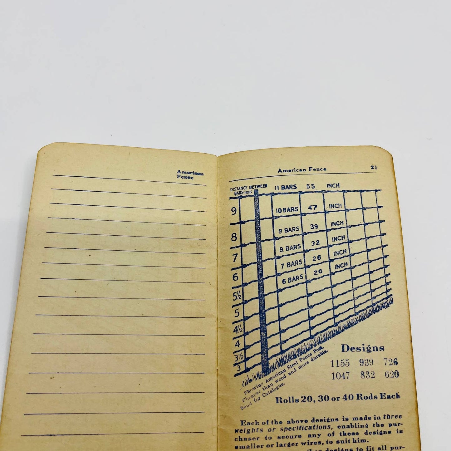 1913 American Fence Company Memorandum Pocket Notebook SC2