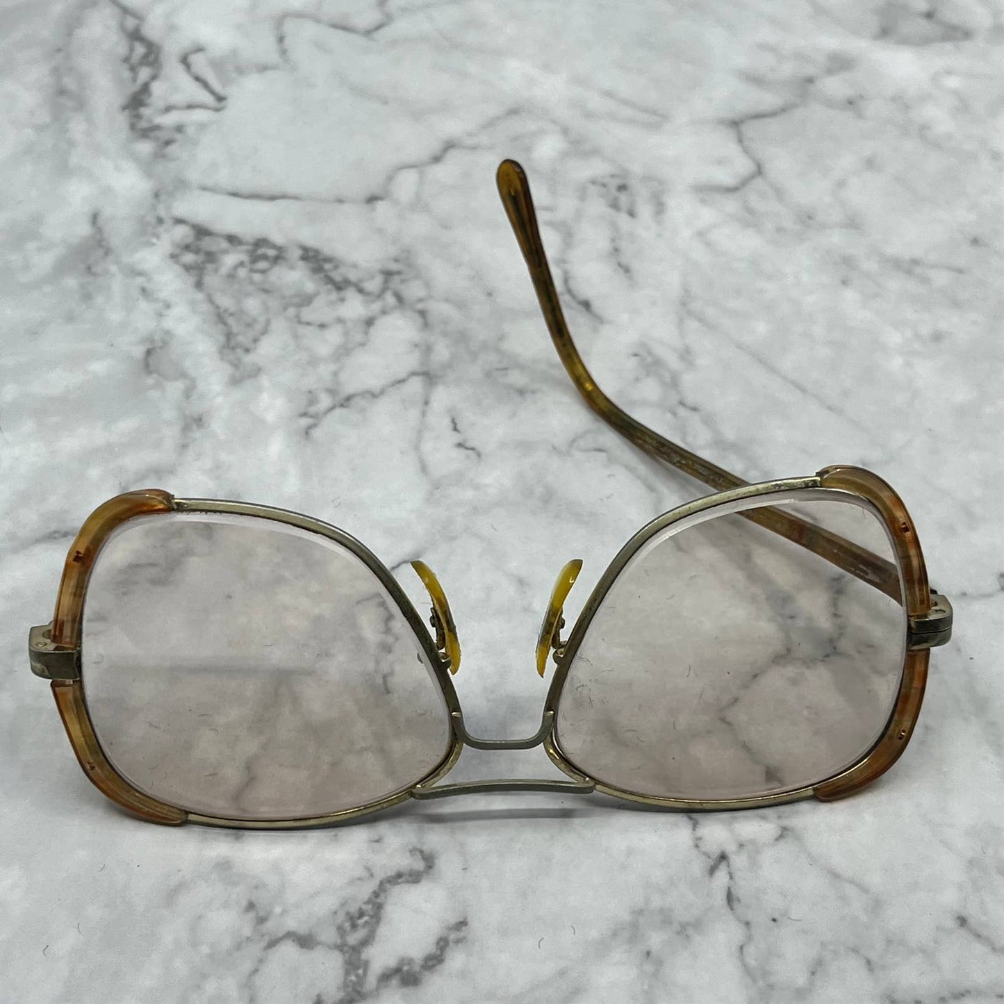 Vtg Capri-Vogue Silver Tortoise Metal Butterfly Aviator Eyeglasses FRAMES TA2
