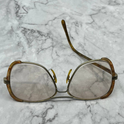 Vtg Capri-Vogue Silver Tortoise Metal Butterfly Aviator Eyeglasses FRAMES TA2