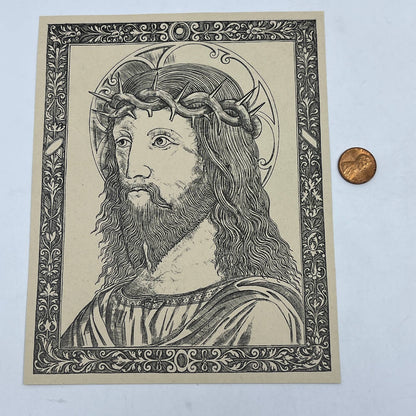 Original 1892 Ludwig Rosenthal  Engraving Head of Christ crowned with thorns AC8