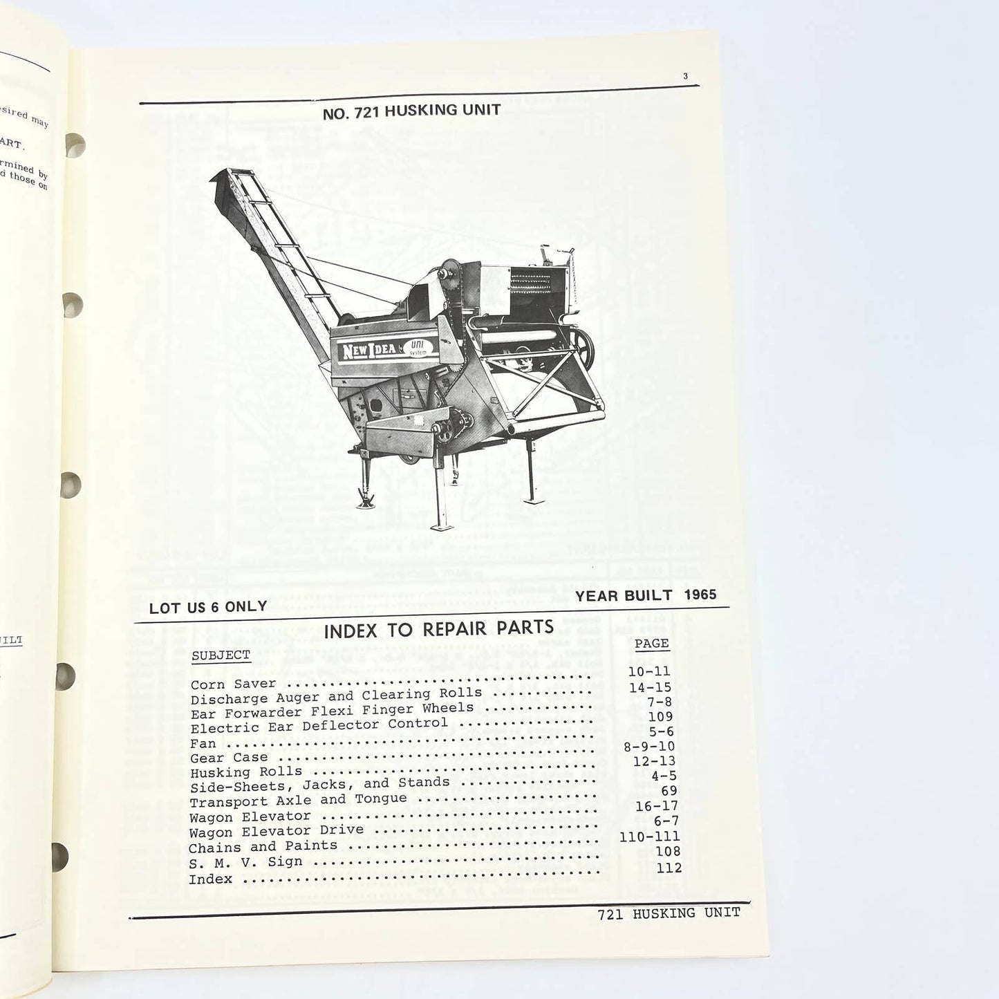 1978 New Idea Repair Parts List US 44 Husking Unit 721 726 727 736 737 TB9