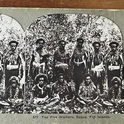 The Firewalkers Beqa Fiji Islands Antique Stereoview Card TJ9-V2