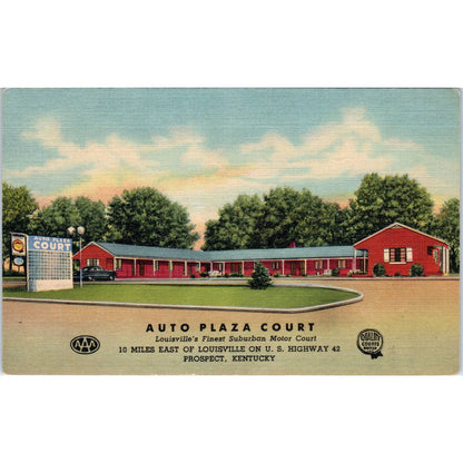 Auto Plaza Court Prospect Kentucky - Original Postcard TJ9-P1