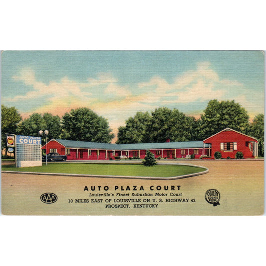 Auto Plaza Court Prospect Kentucky - Original Postcard TJ9-P1