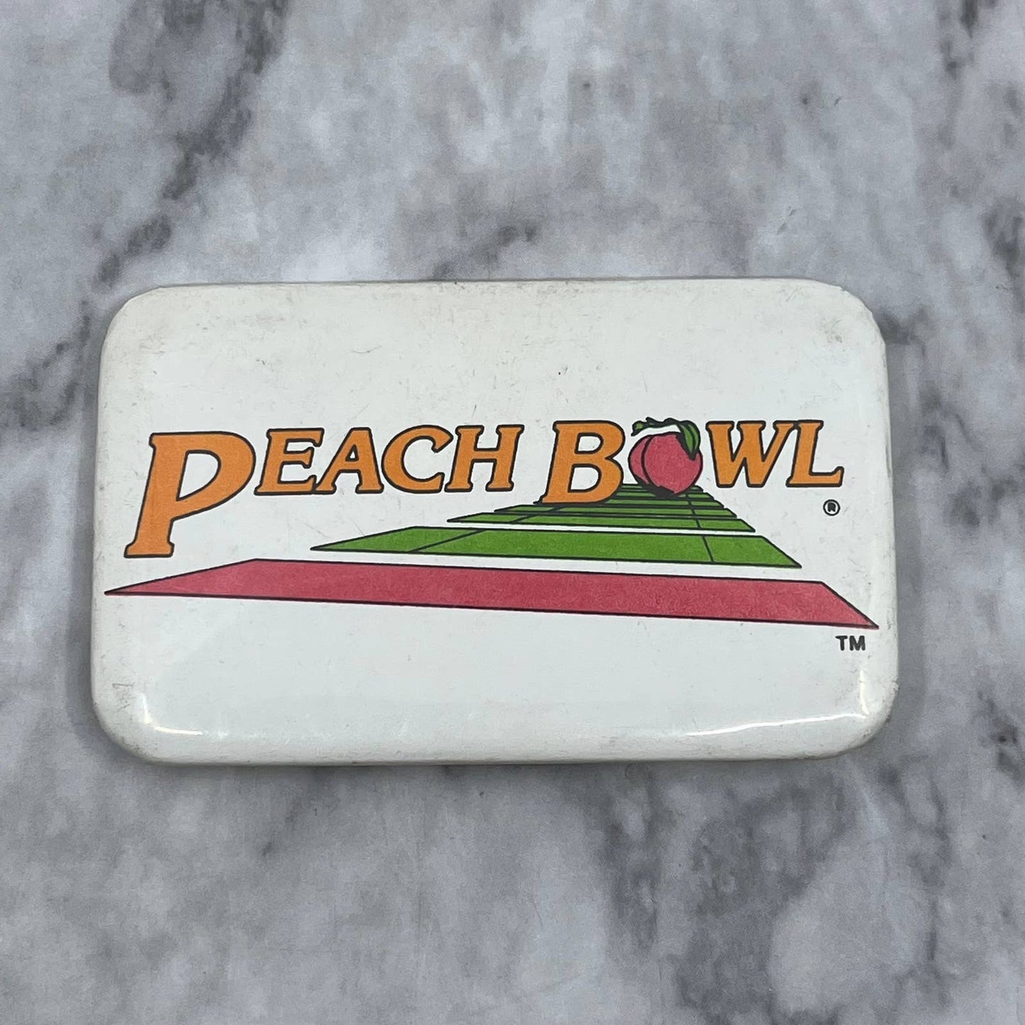 Vintage Peach Bowl Pinback Button Pin SF1