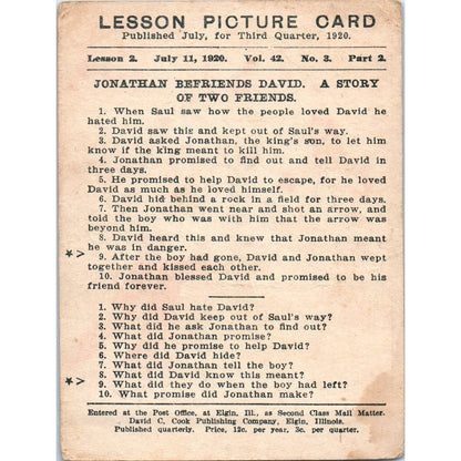 1920 Christian Lesson Picture Card Jonathan Befriends David SE5