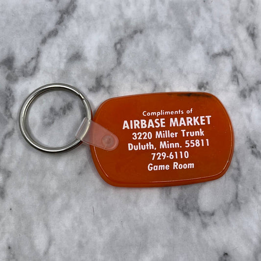 Vintage Duluth MN Advertising Keychain Airbase Market SF1