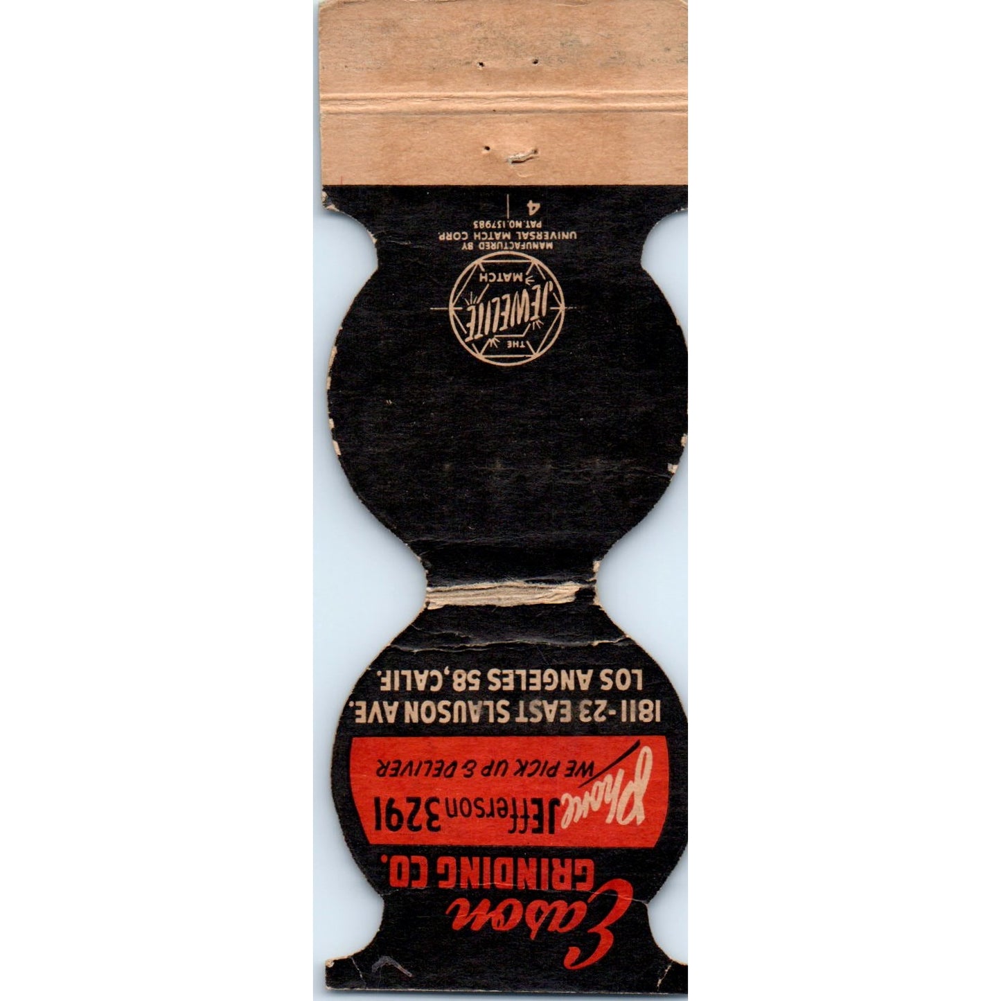 Eason Grinding Co. Los Angeles CA Die Cut Advertising Matchbook Cover SA6-M4