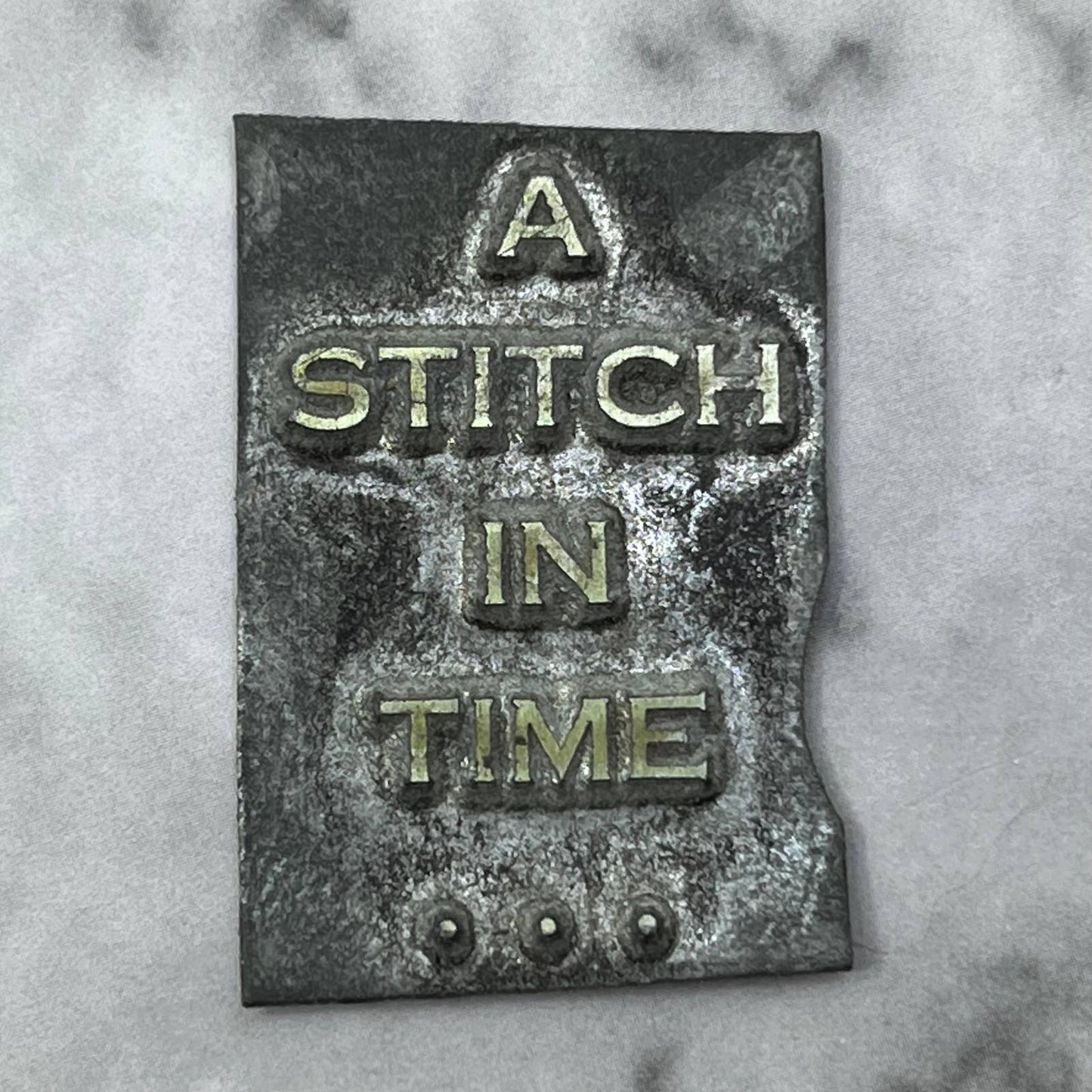 Vintage Printing Letterpress Printers Block Plate “A Stitch in Time” SE823