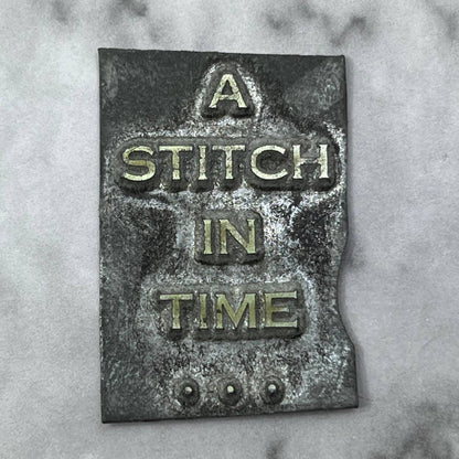 Vintage Printing Letterpress Printers Block Plate “A Stitch in Time” SE823