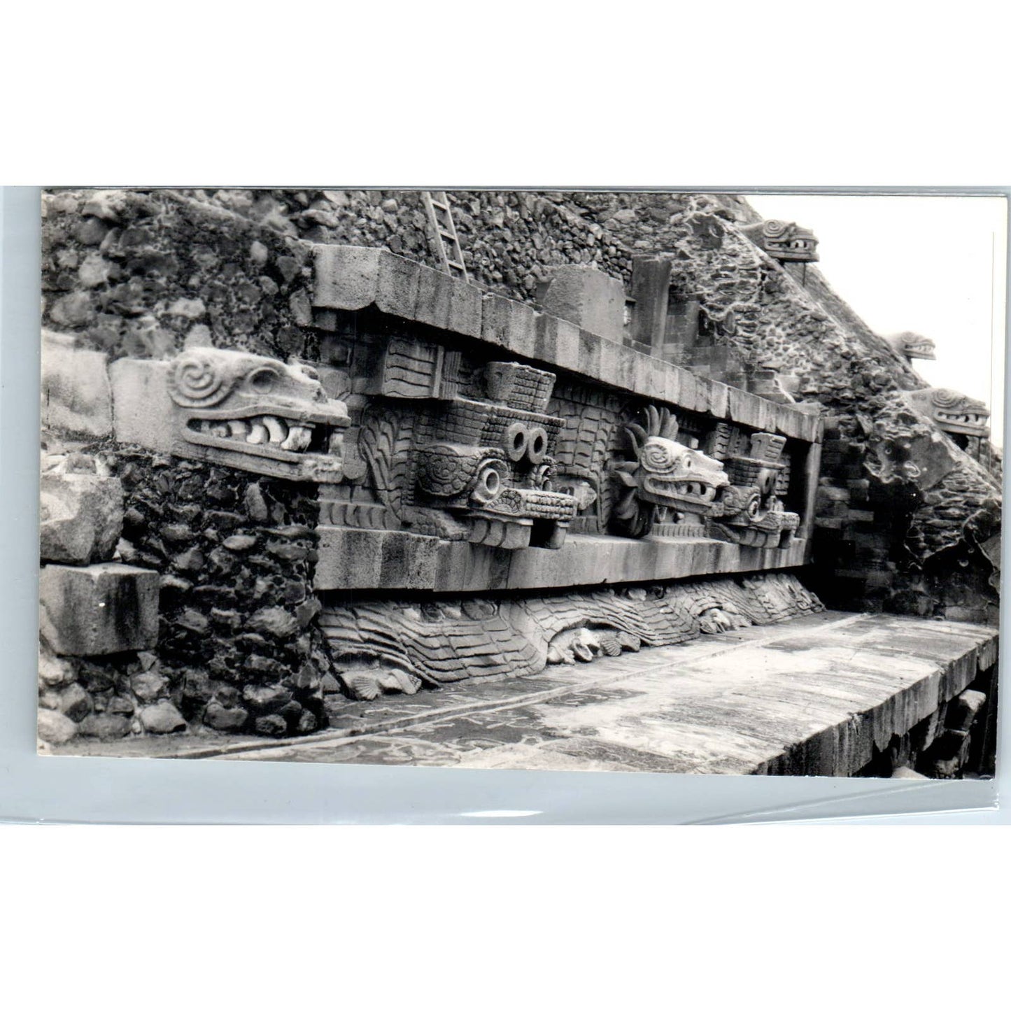 Temple of Quetzalcoatl, Teotihuacán, Mexico - Original RPPC Postcard TJ7-MP