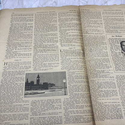 1936 The Bat Flies Low Sax Rohmer Philadelphia Inquirer Supplement 11x15” FL3