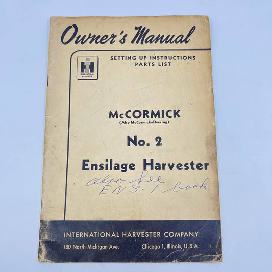 1949 McCormick Deering No. 2 Ensilage Harvester Owners Manual IH TC6