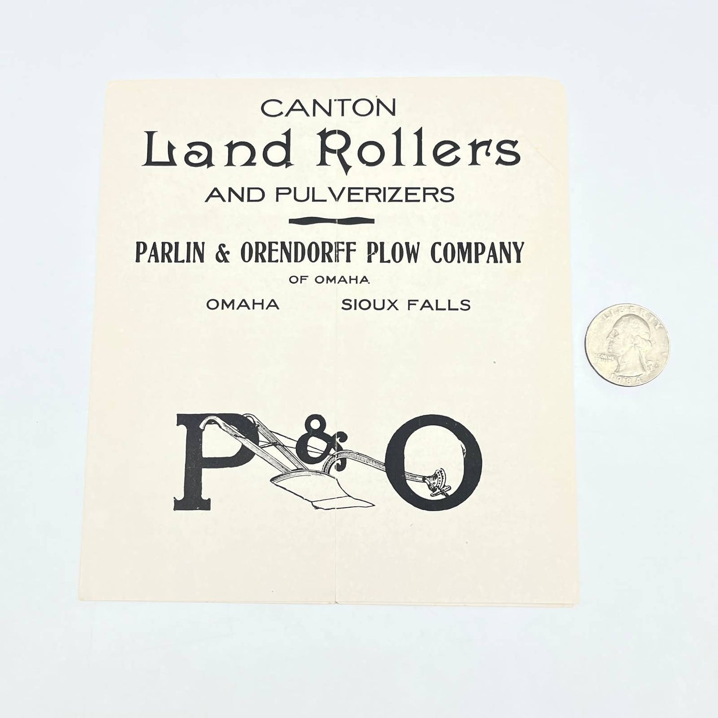 1880s Brochure P&O Canton Land Rollers & Pulverizers Omaha Sioux Falls AB7